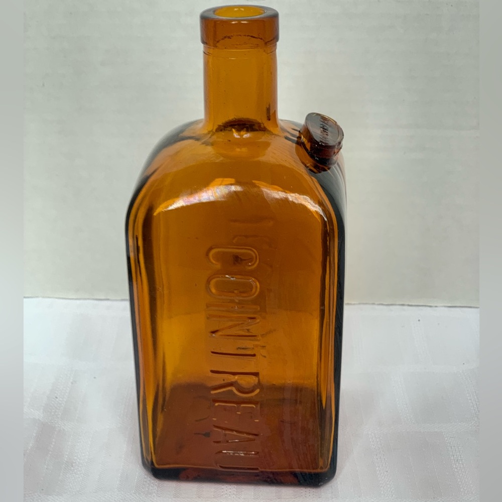 COINTREAU | Vintage Empty Cointreau Bottle. Square Amber Glass